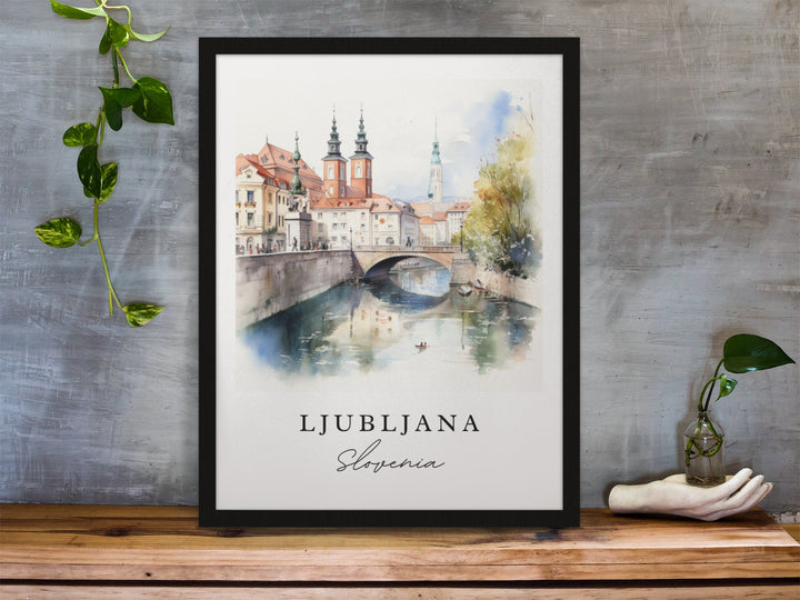 Ljubljana Wall Art, Ljubljana Print, Ljubljana Slovenia Watercolor, Ljubljana Gift, Slovenia