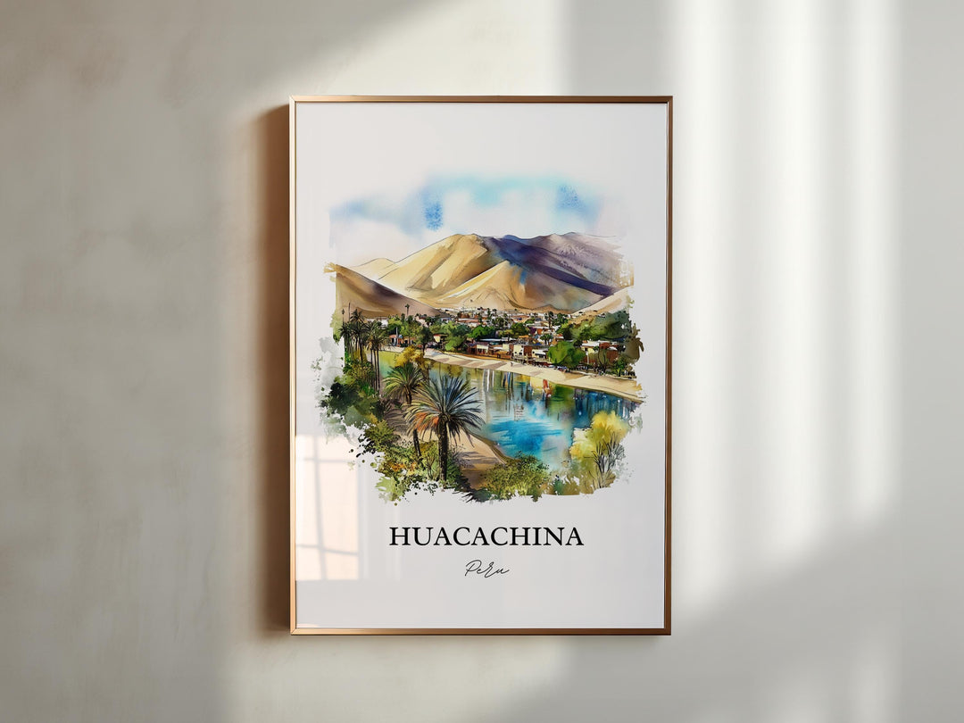 Huacachina Wall Art, Ica Peru Print, Peru Watercolor Art, Huacachina Peru Gift, Travel Print, Travel Poster, Housewarming Gift
