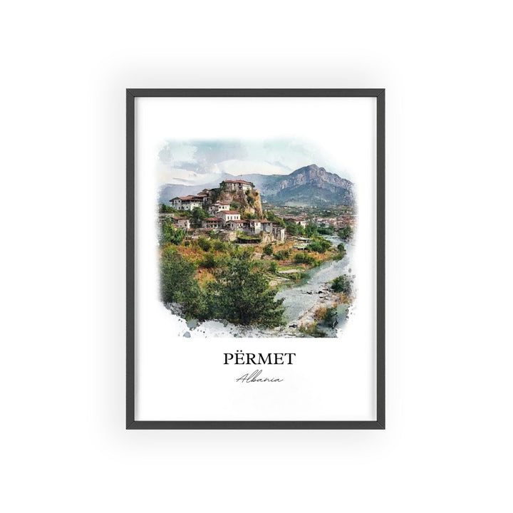 Përmet Albania Wall Art, Gjirokastër County Print, Albania Watercolor Art, Përmet Gift, Travel Print, Travel Poster, Housewarming Gift