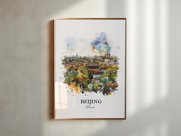 Beijing Wall Art, Beijing China Print, China Watercolor Art, Beijing Gift, Travel Print, Travel Poster, Housewarming Gift