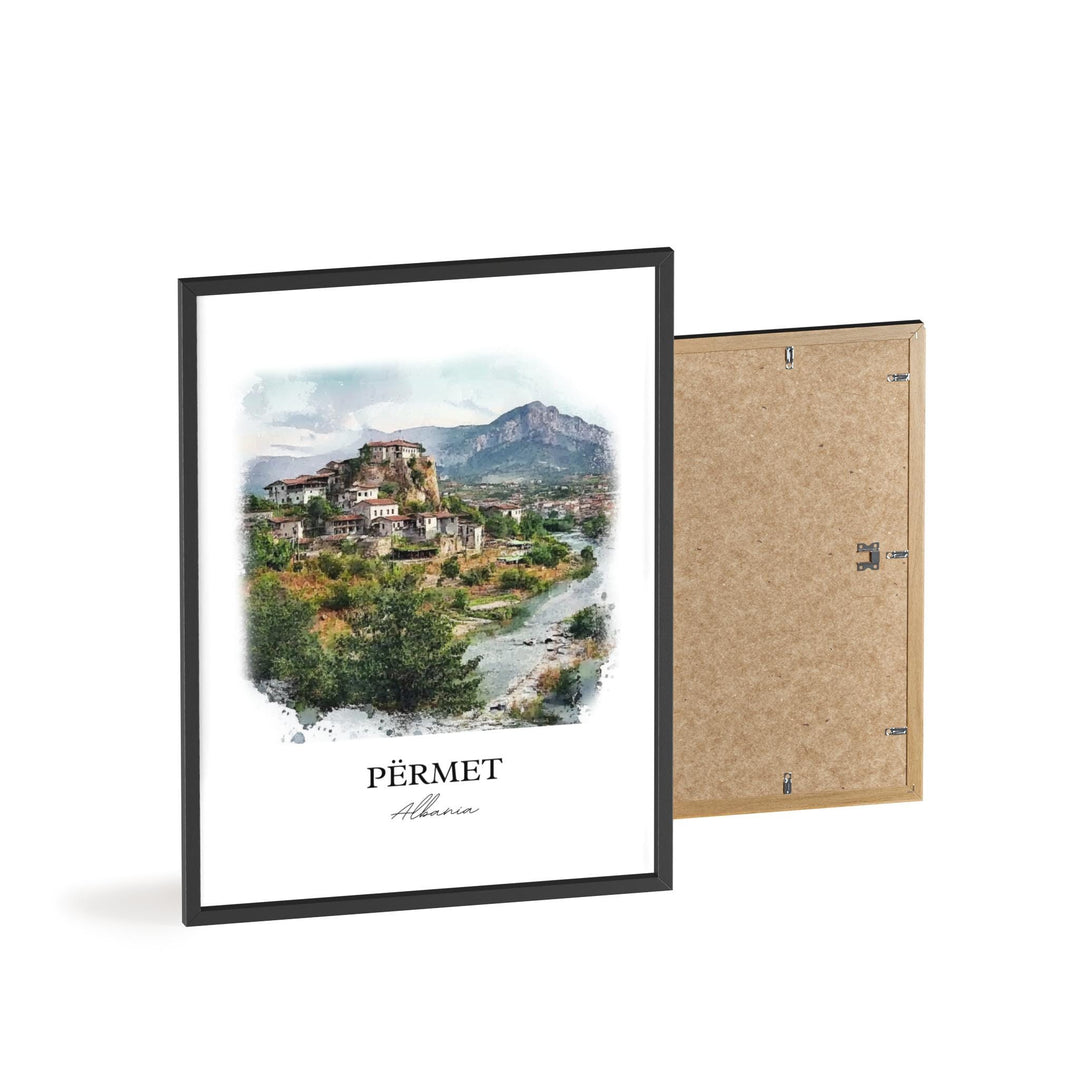 Përmet Albania Wall Art, Gjirokastër County Print, Albania Watercolor Art, Përmet Gift, Travel Print, Travel Poster, Housewarming Gift