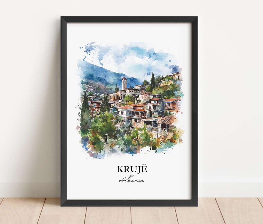 Krujë Albania Wall Art, Mount Krujë Print, Albania Watercolor Art, Krujë Albania Gift, Travel Print, Travel Poster, Housewarming Gift