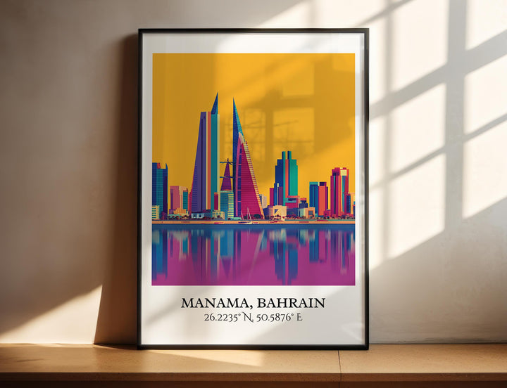 Manama Bahrain Art, Bahrain Retro Travel Art, Bahrain Home Decor, Bahrain Gift, Bahrain Travel Art, Travel Prints, Housewarming Gift