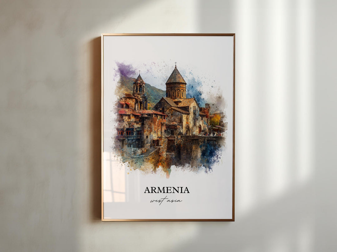Armenia Wall Art, Armenia Print, Armenia Watercolor Art, Armenia Gift, Travel Print, Travel Poster, Housewarming Gift