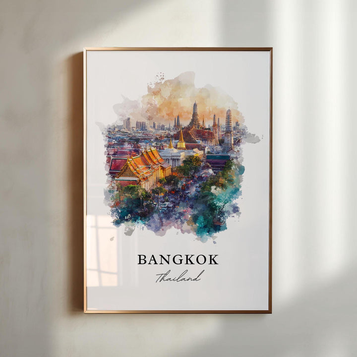 Bangkok Wall Art, Bangkok Thailand Print, Bangkok Watercolor Art, Bangkok Thailand Gift, Travel Print, Travel Poster, Housewarming Gift