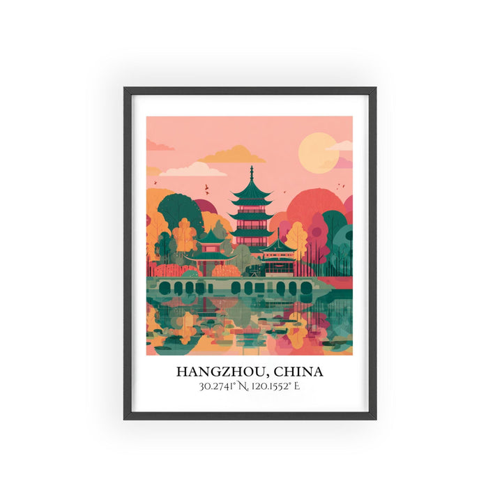 Hangzhou China Art, Hangzhou Retro Travel Art, Hangzhou Home Decor, Hangzhou China Gift, China Travel Art, Travel Prints, Housewarming Gift