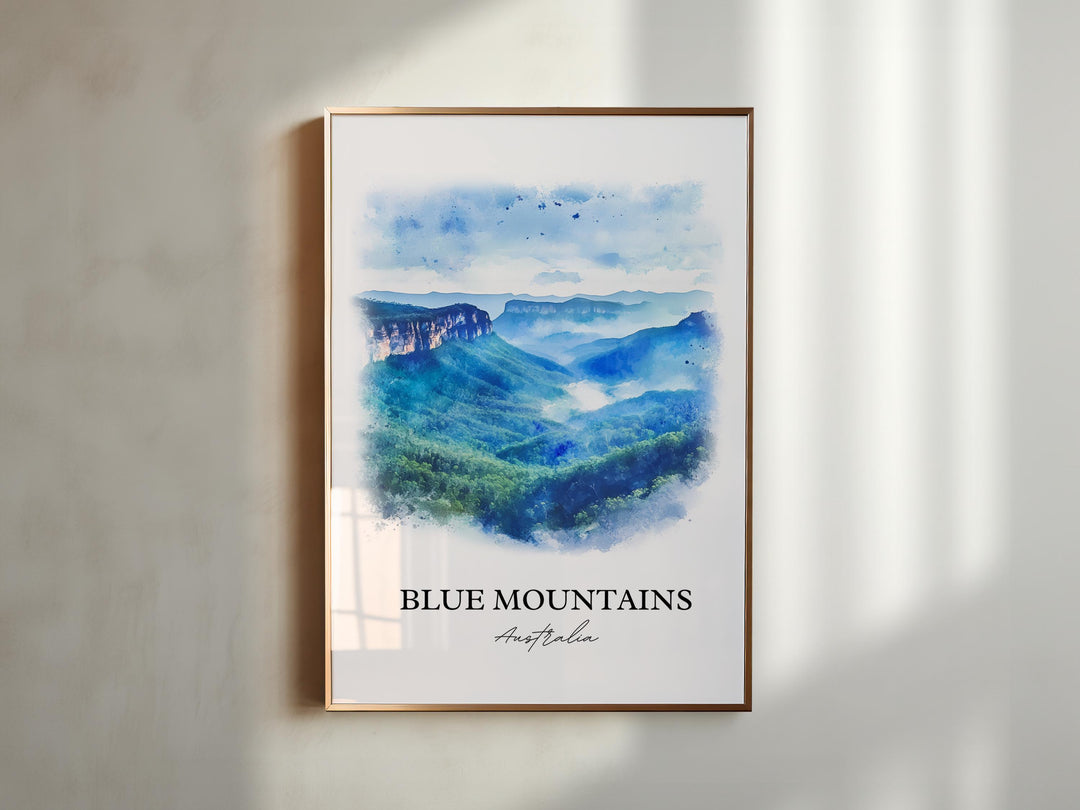 Blue Mountains Art, New South Wales Print, Australia Artwork, Blue Mountains Australia Gift, Travel Print, Travel Poster, Housewarming Gift