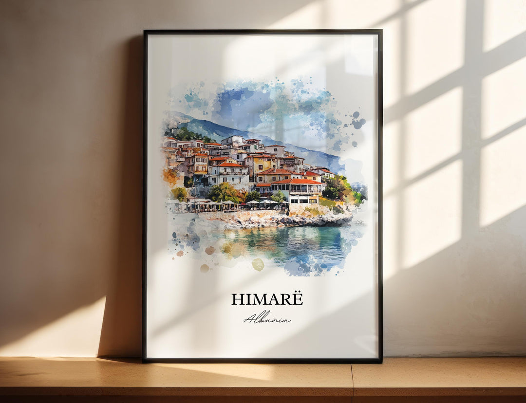 Himarë Albania Wall Art, Vlorë County Print, Albania Watercolor Art, Albania Gift, Travel Print, Travel Poster, Housewarming Gift