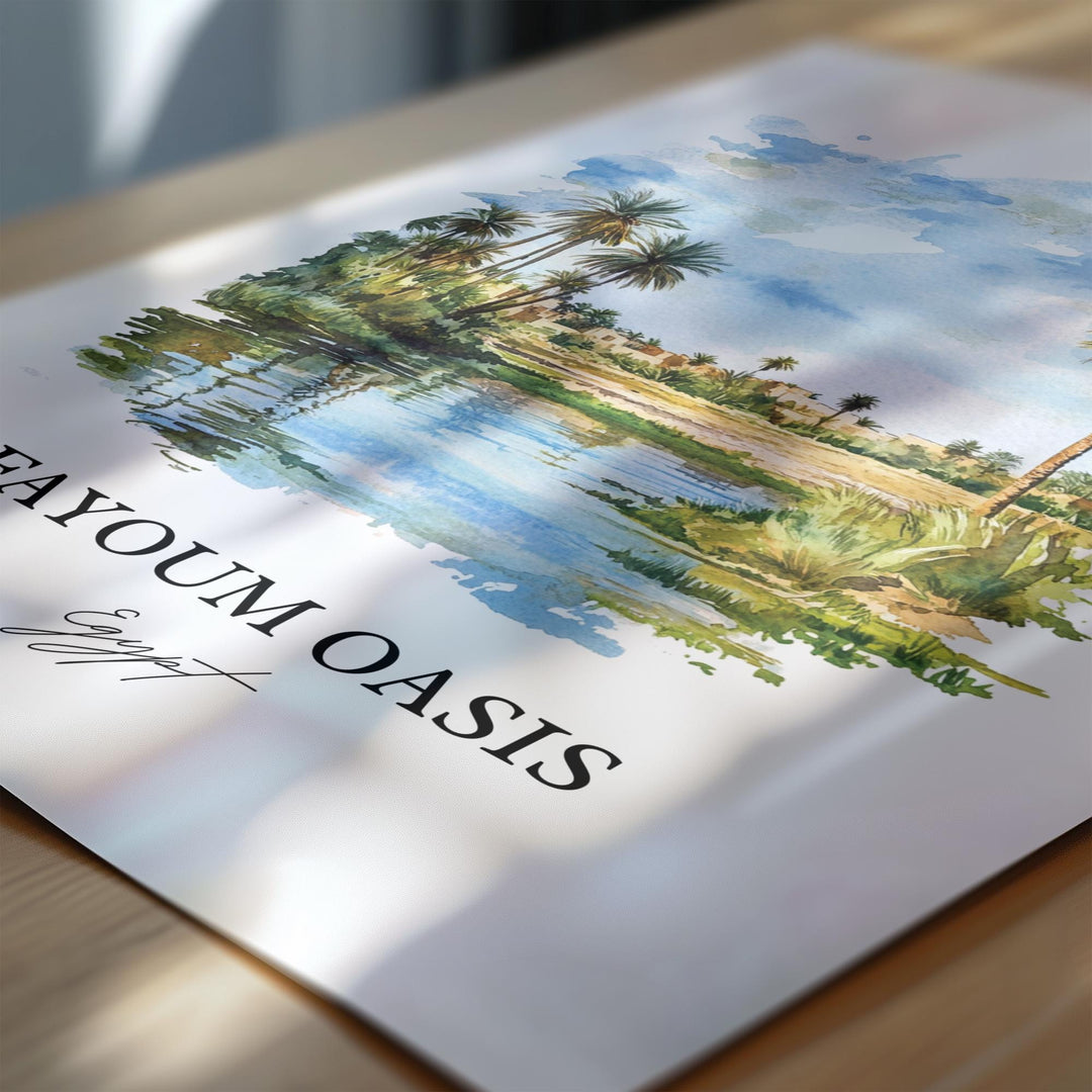 Fayoum Oasis Wall Art, Cairo Print, Egypt Watercolor Art, Fayoum Oasis Gift, Travel Print, Travel Poster, Housewarming Gift