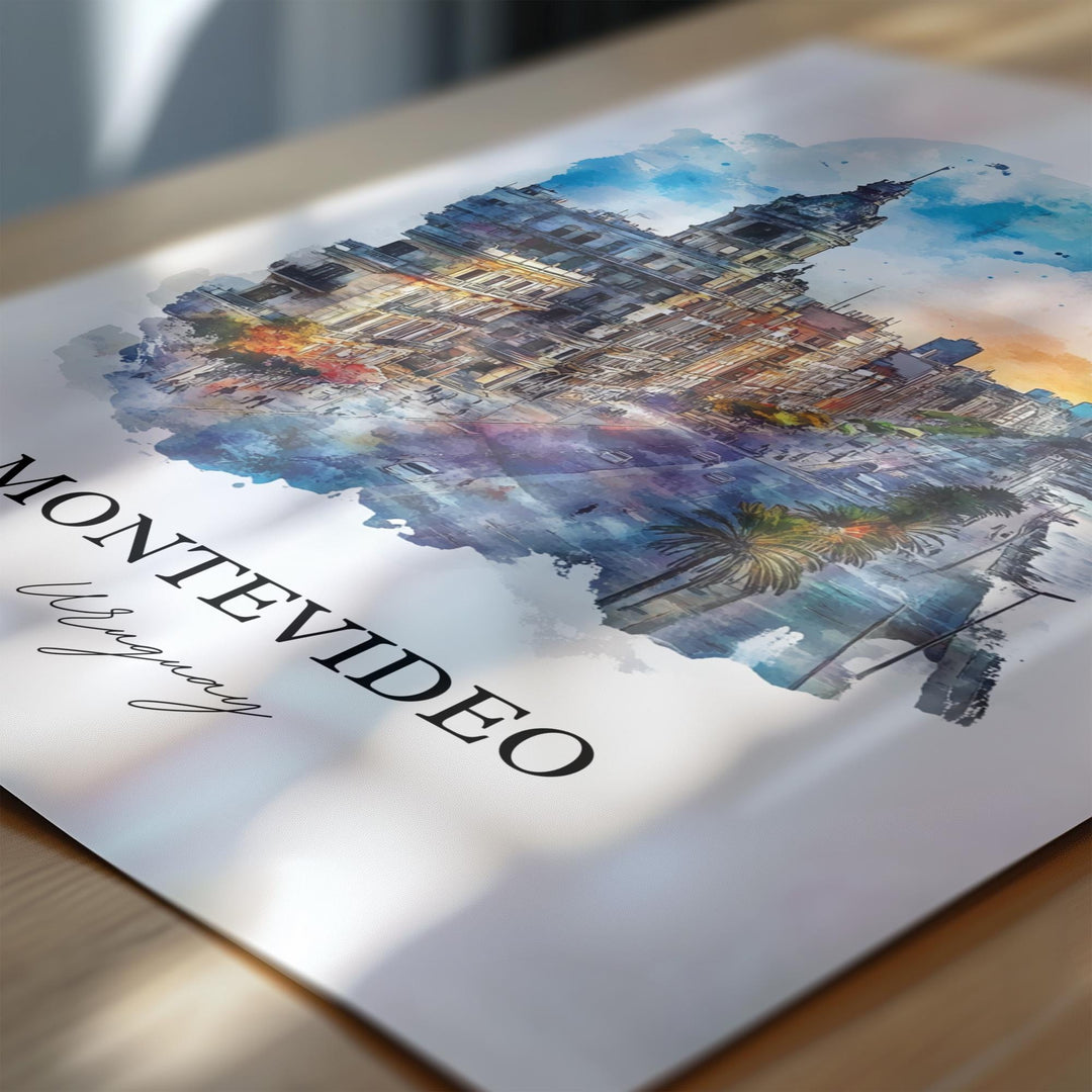 Montevideo Wall Art, Uruguay Print, Uruguay Watercolor Art, Montevideo Gift, Travel Print, Travel Poster, Housewarming Gift