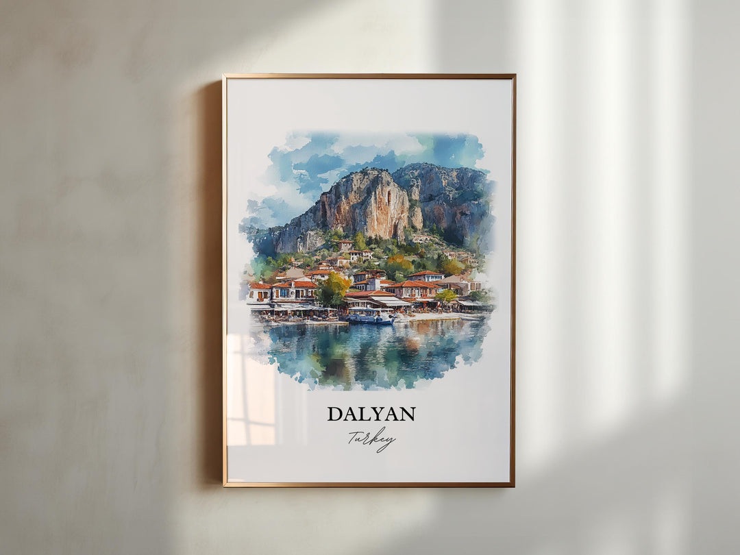 Dalyan Turkey Wall Art, Ortaca District Print, Turkey Watercolor Art, Dalyan Turkey Gift, Travel Print, Travel Poster, Housewarming Gift