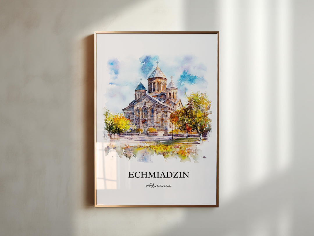 Echmiadzin Wall Art, Vagharshapat Print, Armenia Watercolor Art, Echmiadzin Gift, Travel Print, Travel Poster, Housewarming Gift
