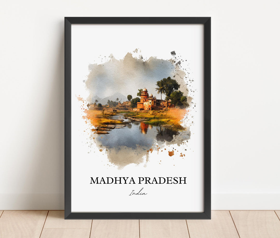 Madhya Pradesh Wall Art, India Print, India Watercolor Art, Madhya Pradesh Gift, India Travel Print, Travel Poster, Housewarming Gift
