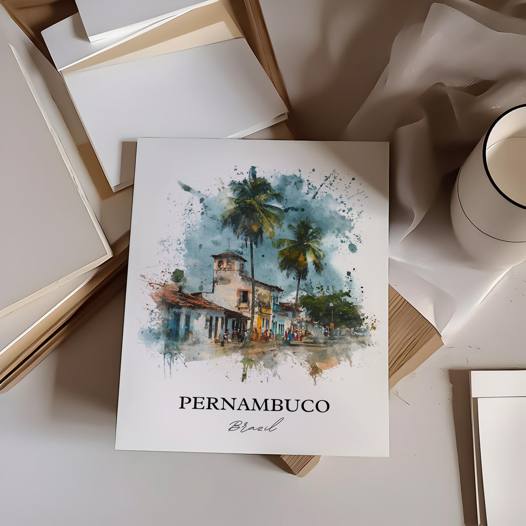 Pernambuco Brazil Wall Art, Pernambuco Print, Pernambuco Watercolor Art, Pernambuco Gift, Travel Print, Travel Poster, Housewarming Gift