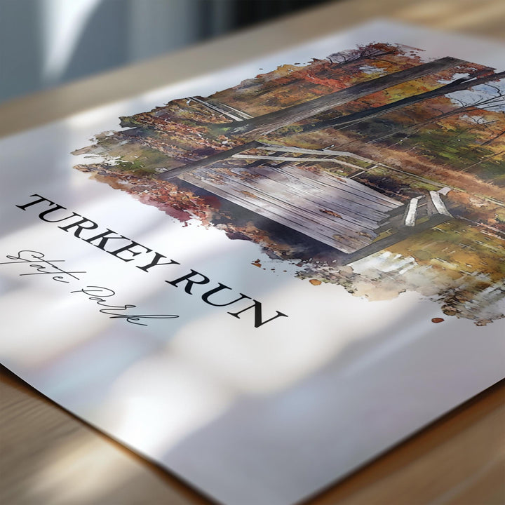 Turkey Run State Park Art, Marshall Indiana Print, Indiana Watercolor, Turkey Run Park Gift, Travel Print, Travel Poster, Housewarming Gift