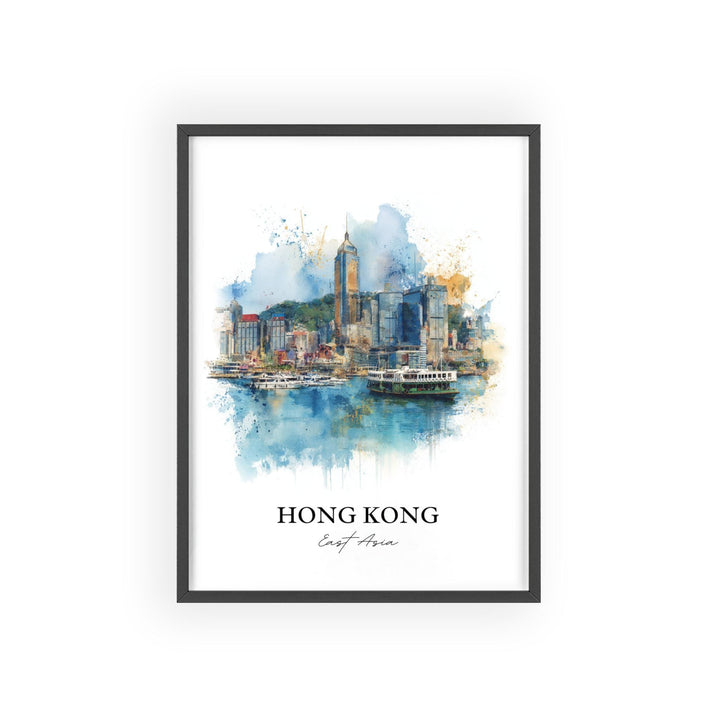 Hong Kong Wall Art, Hong Kong Skyline Print, China Watercolor Art, Hong Kong Gift, Travel Print, Travel Poster, Housewarming Gift