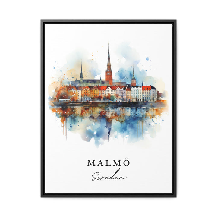 Malmo traditional travel art - Sweden, Malmo poster, Wedding gift, Birthday present, Custom Text, Personalized Gift