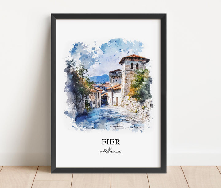 Fier Albania Wall Art, Albania Print, Albania Watercolor Art, Fier Gift, Travel Print, Travel Poster, Housewarming Gift