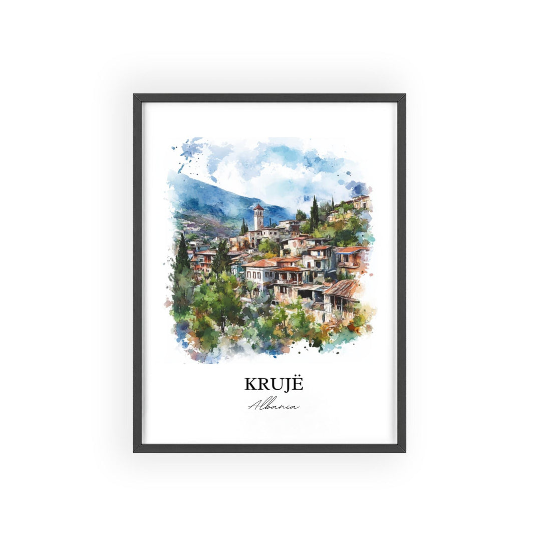 Krujë Albania Wall Art, Mount Krujë Print, Albania Watercolor Art, Krujë Albania Gift, Travel Print, Travel Poster, Housewarming Gift