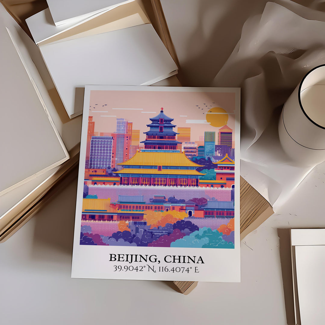 Beijing Art, Beijing Retro Travel Art, Beijing Home Decor, Beijing China Gift, China Travel Art, Travel Prints, Housewarming Gift