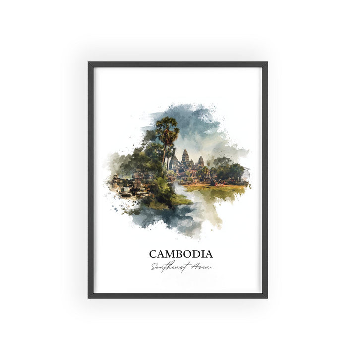 Cambodia Wall Art, Cambodia Print, Cambodia Watercolor Art, Cambodia Country Gift, Travel Print, Travel Poster, Housewarming Gift