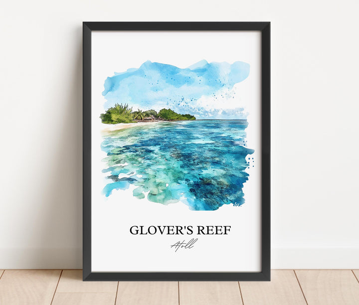 Glovers Reef Wall Art, Belize Print, Belize Watercolor Art, Glovers Reef Gift, Travel Print, Travel Poster, Housewarming Gift