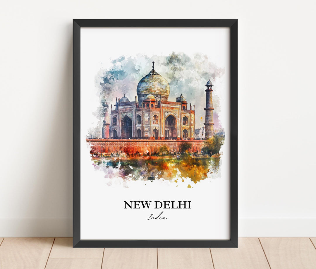 New Delhi Wall Art, New Delhi India Print, India Watercolor Art, New Delhi India Gift, Travel Print, Travel Poster, Housewarming Gift
