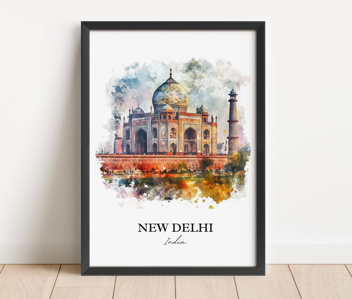 New Delhi Wall Art, New Delhi India Print, India Watercolor Art, New Delhi India Gift, Travel Print, Travel Poster, Housewarming Gift