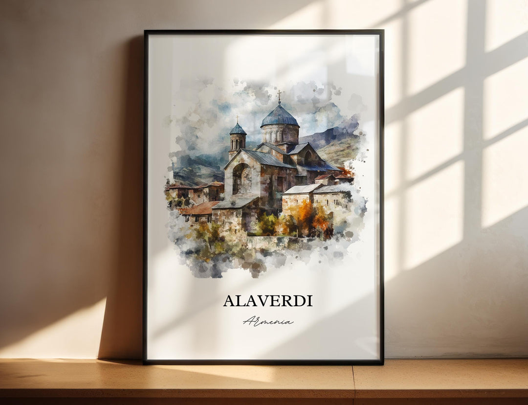 Alaverdi Wall Art, Armenia Print, Armenia Watercolor Art, Alaverdi Armenia Gift, Travel Print, Travel Poster, Housewarming Gift
