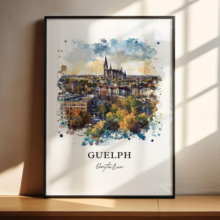 Guelph Ontario Wall Art, Guelph Print, Guelph Watercolor Art, Ontario Canada Gift, Travel Print, Travel Poster, Housewarming Gift