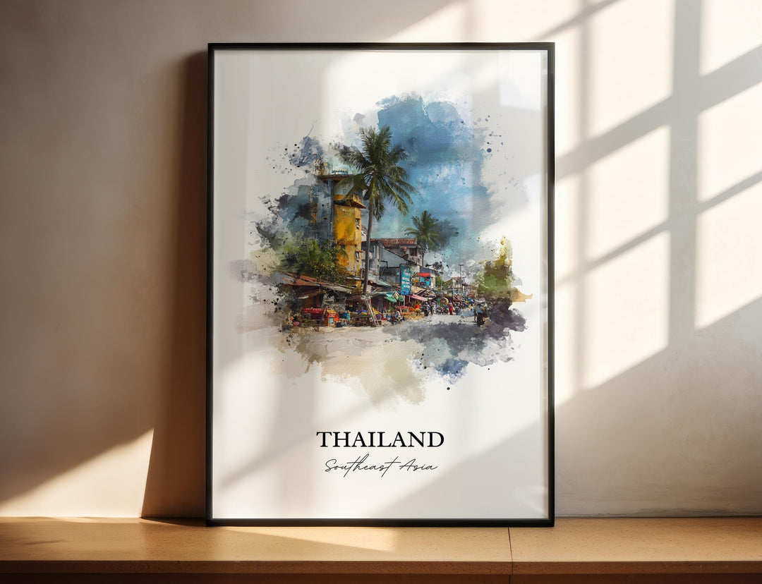 Thailand Wall Art, Thailand Print, Thailand Watercolor Art, Thailand Gift, Travel Print, Travel Poster, Housewarming Gift