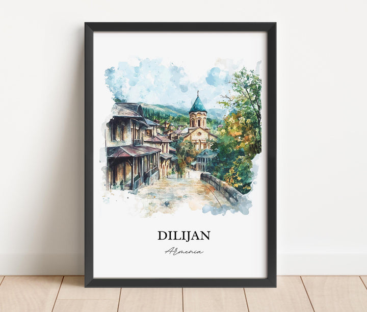 Dilijan Wall Art, Northern Armenia Print, Armenia Watercolor Art, Dilijan Armenia Gift, Travel Print, Travel Poster, Housewarming Gift