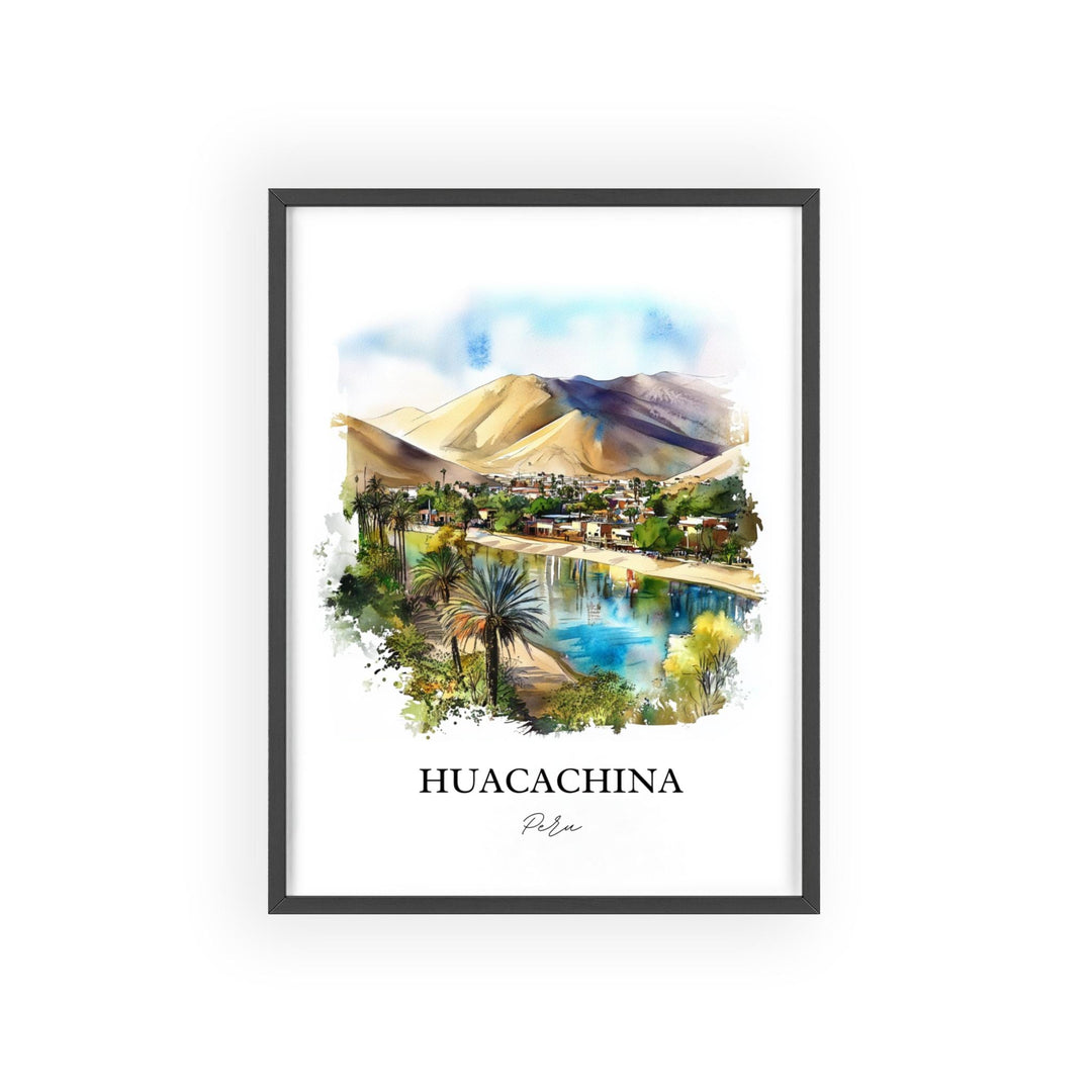 Huacachina Wall Art, Ica Peru Print, Peru Watercolor Art, Huacachina Peru Gift, Travel Print, Travel Poster, Housewarming Gift