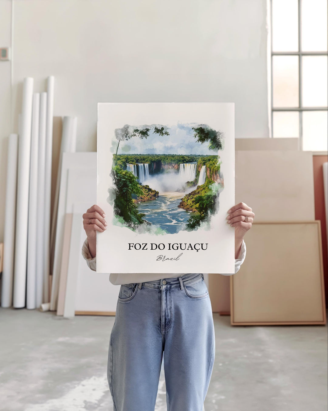 Foz do Iguacua Wall Art, Paraná Print, Brazil Watercolor Art, Foz do Iguacua Gift, Travel Print, Travel Poster, Housewarming Gift