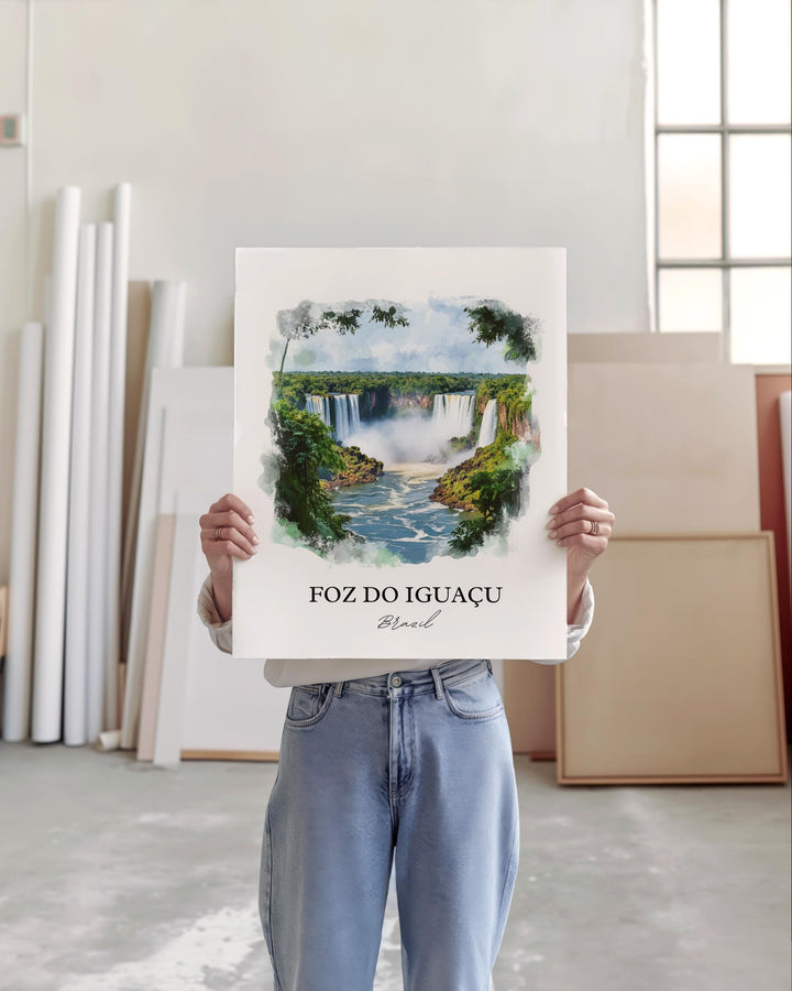Foz do Iguacua Wall Art, Paraná Print, Brazil Watercolor Art, Foz do Iguacua Gift, Travel Print, Travel Poster, Housewarming Gift