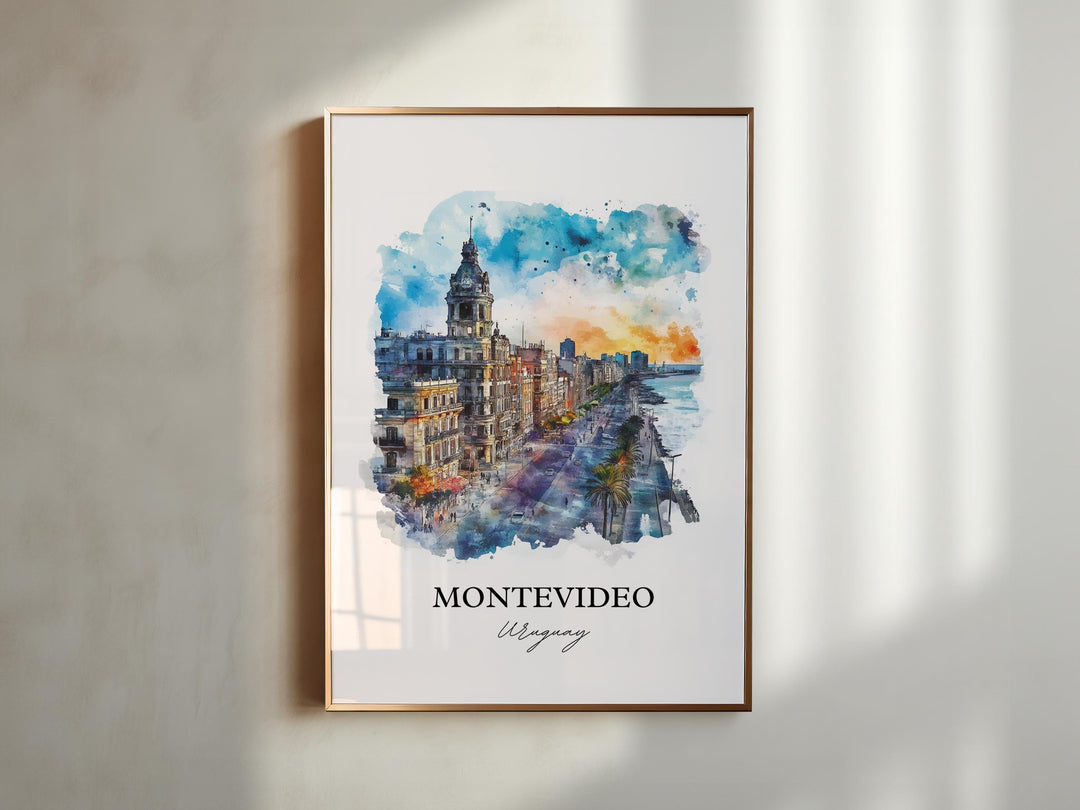 Montevideo Wall Art, Uruguay Print, Uruguay Watercolor Art, Montevideo Gift, Travel Print, Travel Poster, Housewarming Gift