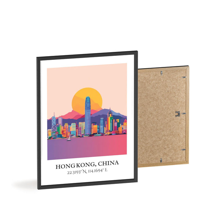 Hong Kong Art, Hong Kong Retro Travel Art, Hong Kong Home Decor, Hong Kong Gift, China Travel Art, HK China Print, Housewarming Gift