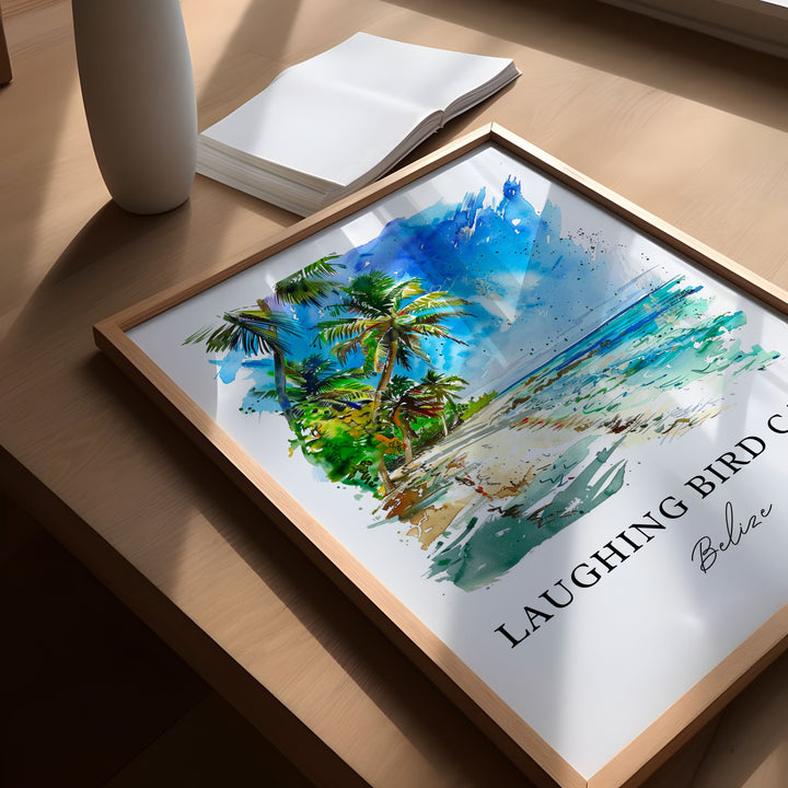 Laughing Bird Caye Art, Belize Print, Laughing Bird Belize Watercolor, Laughing Bird Gift, Travel Poster, Housewarming Gift