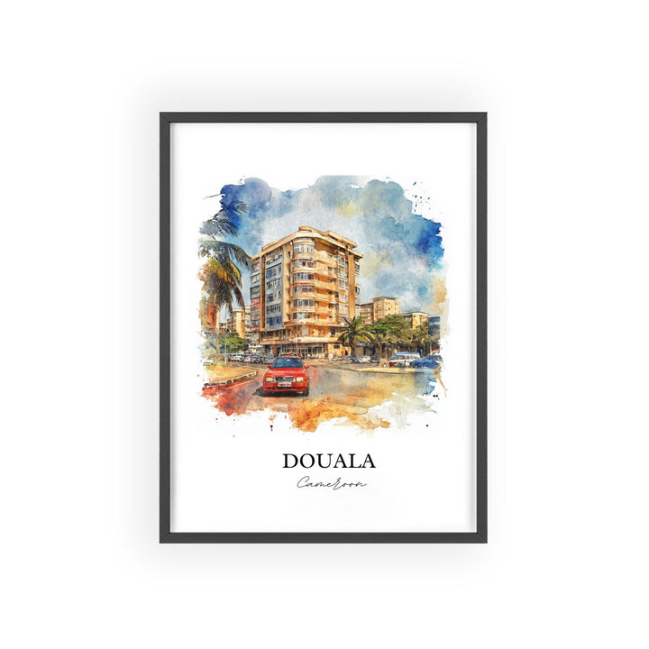 Douala Cameroon Wall Art, Cameroon Print, Cameroon Watercolor Art, Douala Cameroon Gift, Travel Print, Travel Poster, Housewarming Gift