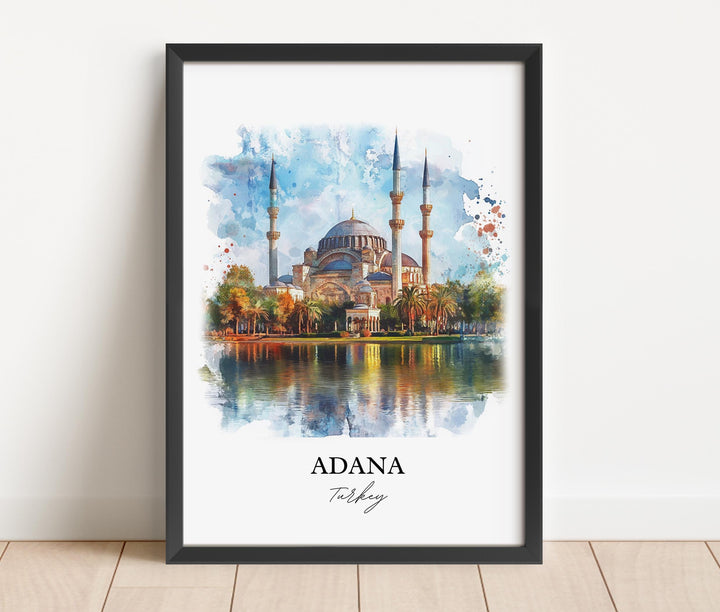 Adana Wall Art, Seyhan River Print, Turkey Watercolor Art, Adana Turkey Gift, Travel Print, Travel Poster, Housewarming Gift