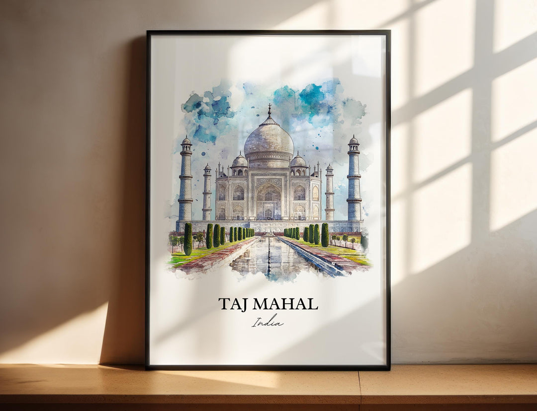 Taj Mahal Wall Art, Agra India Print, India Watercolor Art, Taj Mahal Gift, Travel Print, Travel Poster, Housewarming Gift