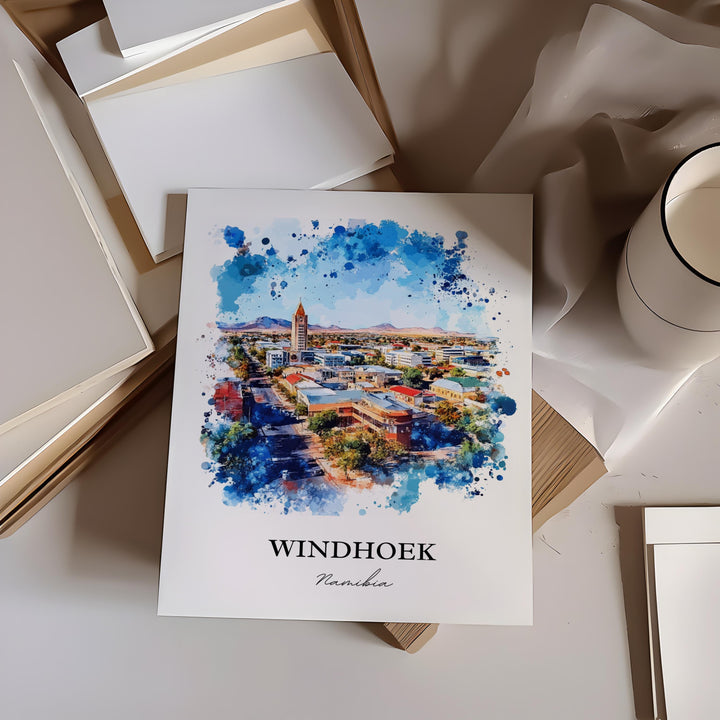 Windhoek Wall Art, Windhoek Namibia Print, Namibia Watercolor Art, Namibia Gift, Travel Print, Travel Poster, Housewarming Gift