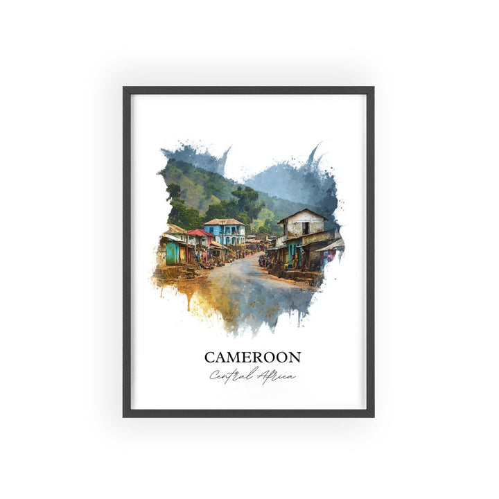 Cameroon Wall Art, Cameroon Print, Cameroon Watercolor Art, Cameroon Country Gift, Travel Print, Travel Poster, Housewarming Gift
