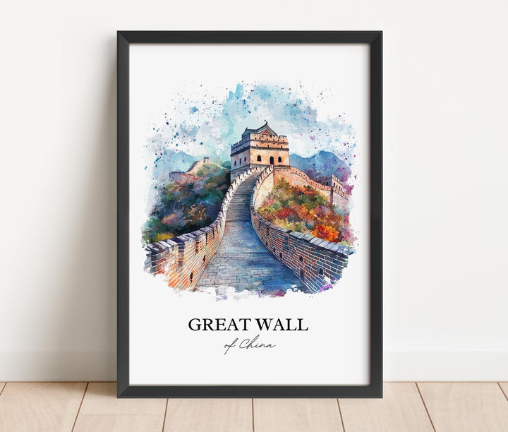 Great Wall of China Wall Art, China Print, China Watercolor Art, Great Wall of China Gift, Travel Print, Travel Poster, Housewarming Gift