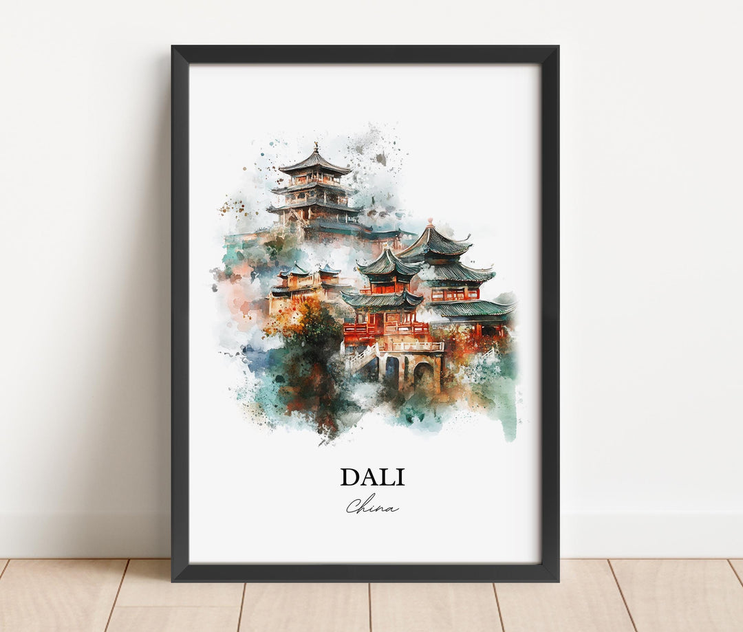 Dali China Wall Art, Yunnan Province Print, China Watercolor Art, Dali China Gift, Travel Print, Travel Poster, Housewarming Gift