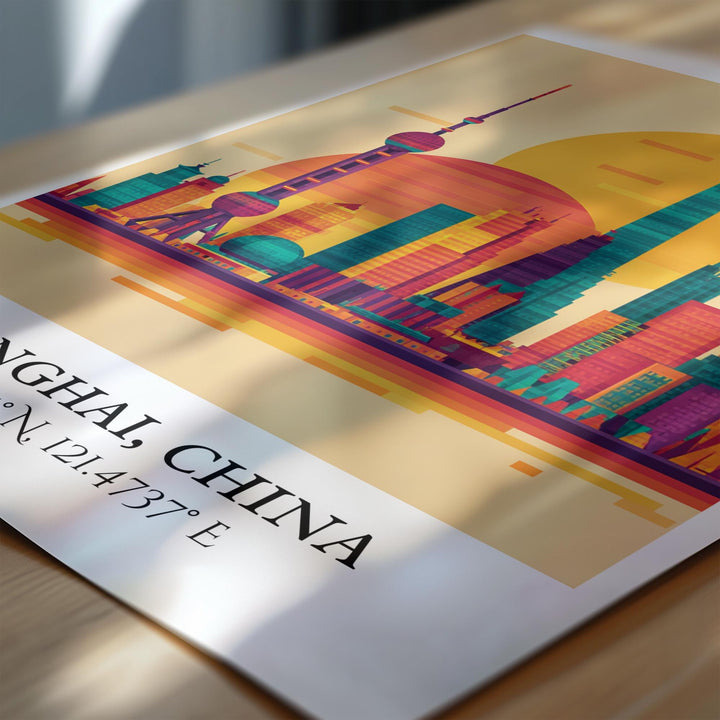 Shanghai Art, Shanghai Retro Travel Art, Shanghai Home Decor, Shanghai China Gift, China Travel Art, Travel Prints, Housewarming Gift