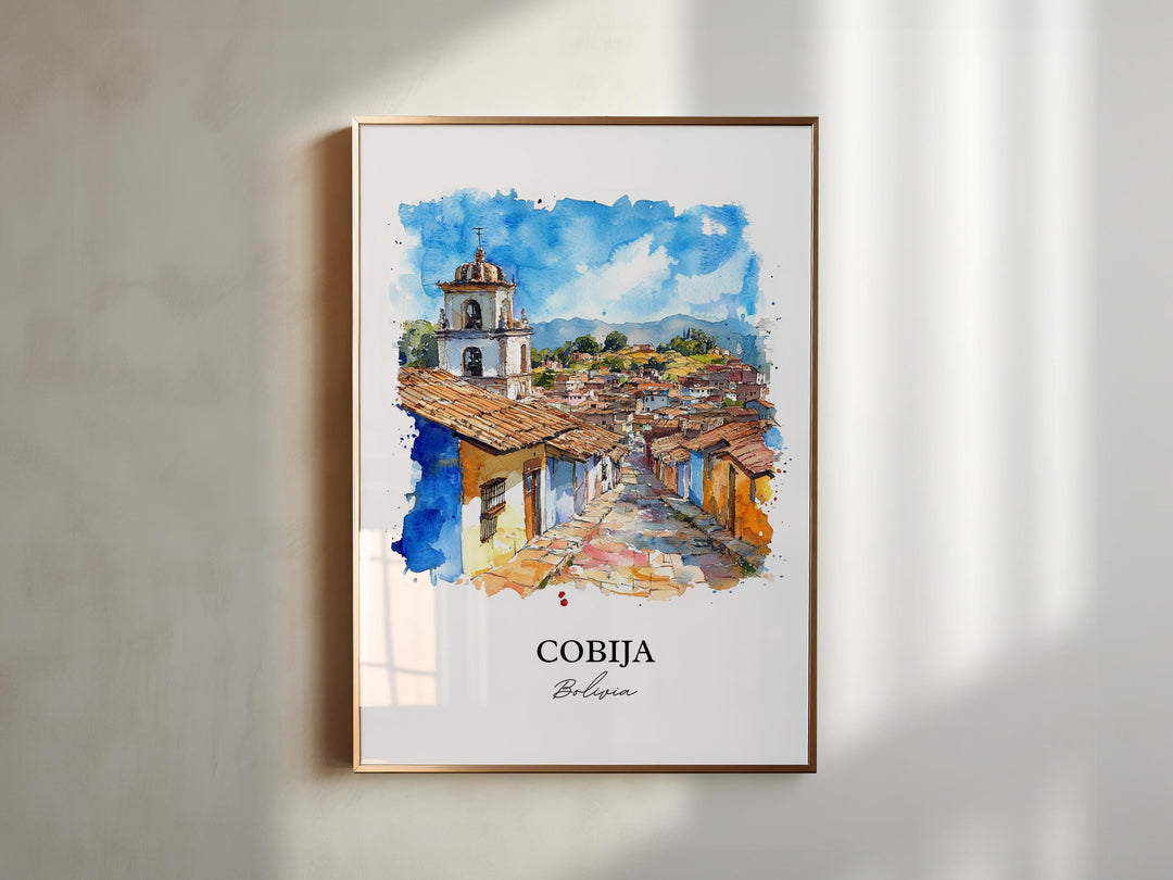 Cobija Bolivia Wall Art, Pando Bolivia Print, Bolivia Watercolor Art, Cobija Bolivia Gift, Travel Print, Travel Poster, Housewarming Gift
