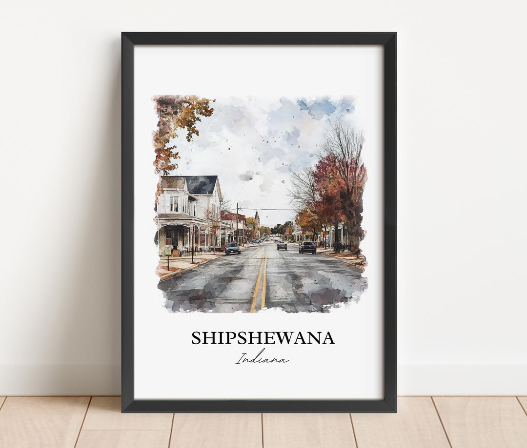 Shipshewana Wall Art, LaGrange County IN Print, Indiana Watercolor Art, Shipshewana Gift, Travel Print, Travel Poster, Housewarming Gift