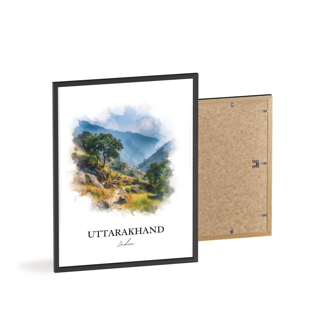 Uttarakhand Wall Art, Uttarakhand Print, India Watercolor Art, Uttarakhand India Gift, India Travel Print, Travel Poster, Housewarming Gift