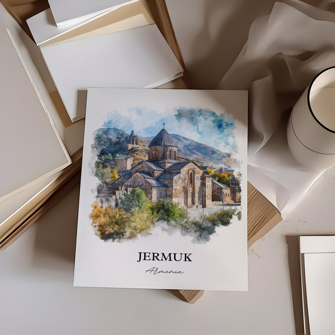 Jermuk Wall Art, Vayots Dzor Province Print, Armenia Watercolor Art, Jermuk Armenia Gift, Travel Print, Travel Poster, Housewarming Gift